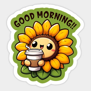 Good Morning Sunflower Design Sticker